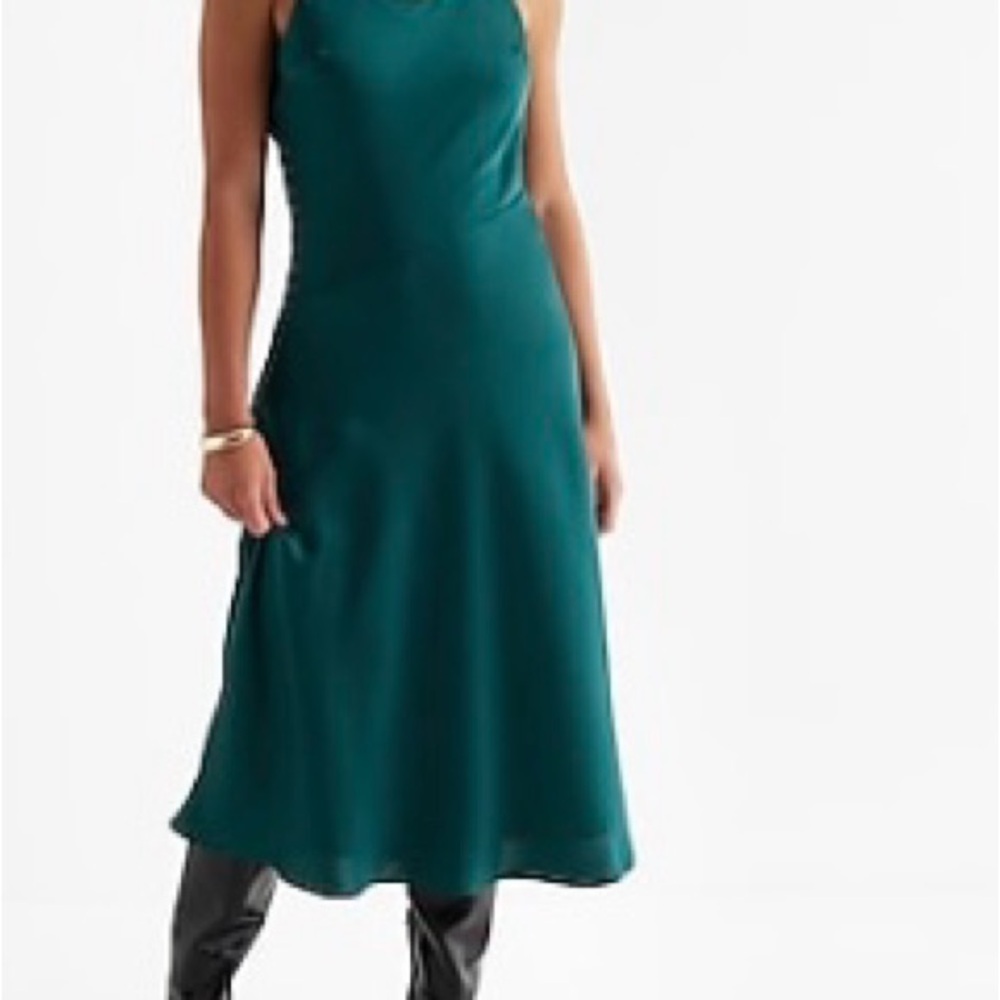 Express Green Halter Sundress Midi